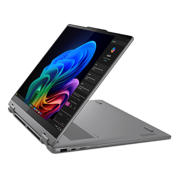 Lenovo Yoga 7i 16 Gen 10 2-in-1 — tent mode side view