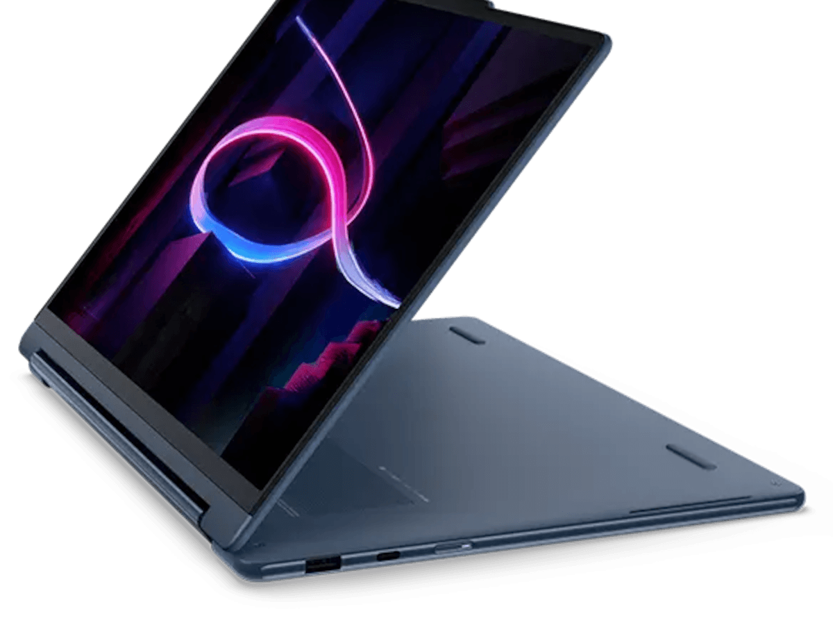 Lenovo Yoga 9 2-in-1 OLED 14 — tent mode with OLED display