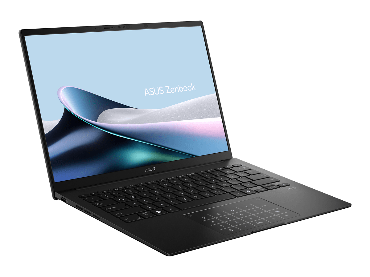 ASUS Zenbook 14 OLED — angled side profile view